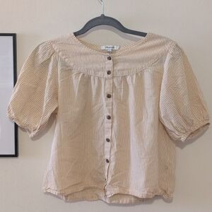 Madewell Yellow Striped Button-Up Top